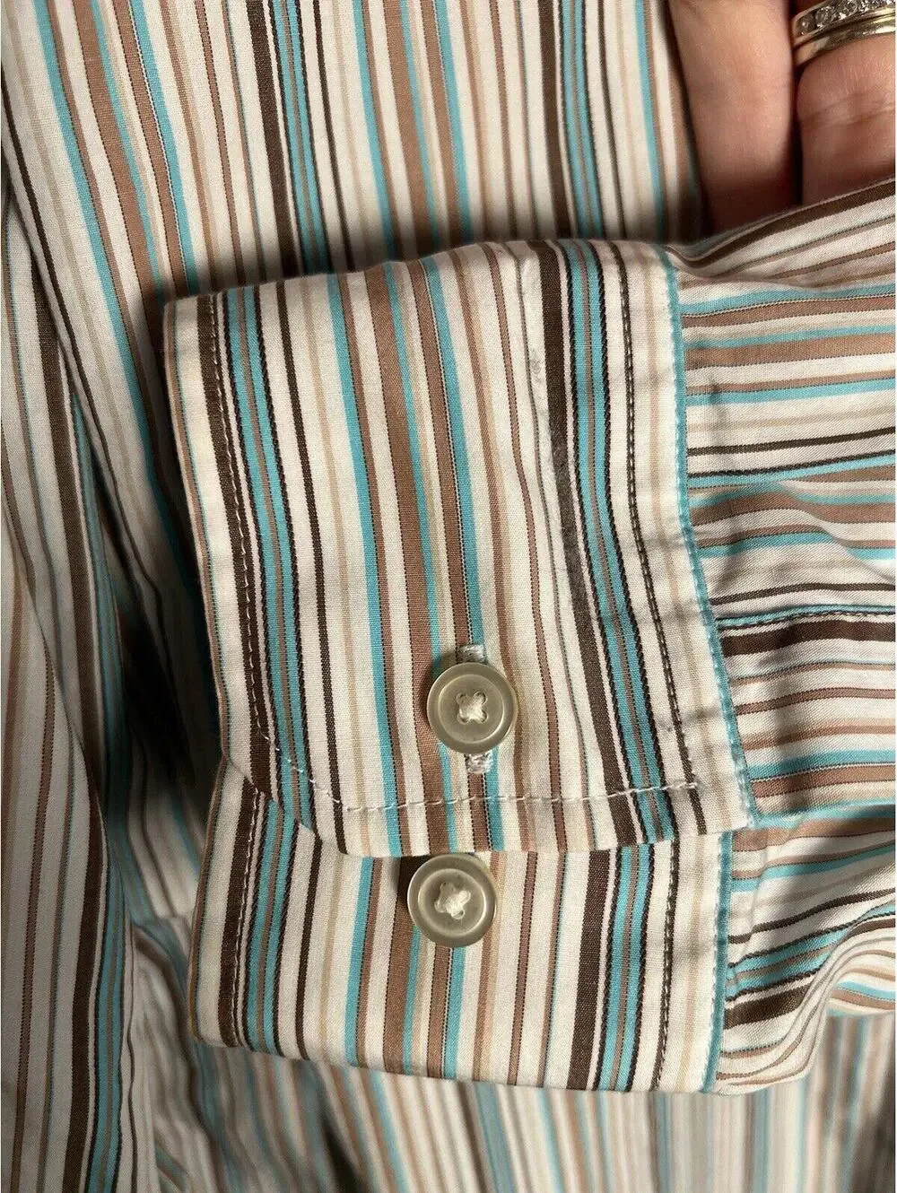 Banana Republic Dress Shirt XL 17 - 17.5  Men’s Striped Cotton Button Down EUC